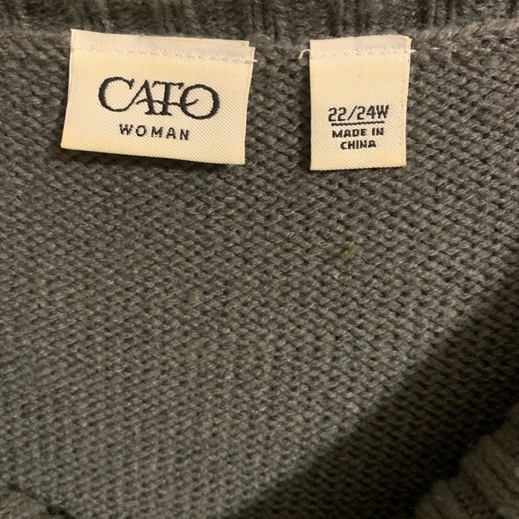 Grey Cowl Neck Sweater with Black Pattern - Picture 4 of 4